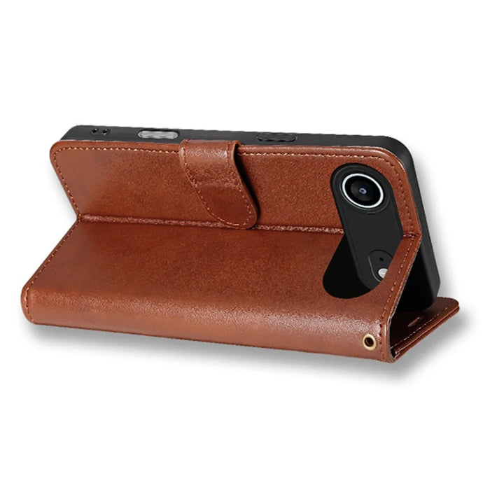 AZNS For iPhone Air Case Anti-Scratch PU Leather Stand Wallet Phone Cover - Brown - 3