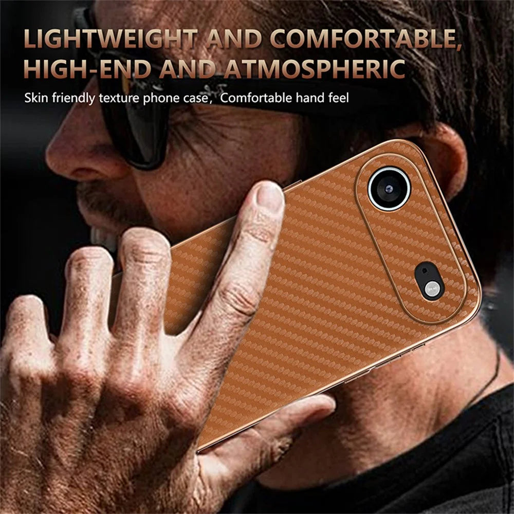 AZNS For iPhone Air Case Electroplating Carbon Fiber Texture PU + TPU Phone Cover - Black - 6
