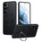 For Samsung Galaxy S24 Magnetic Case PC + TPU Phone Cover Ring Holder Carbon Fiber Texture - Black - 1
