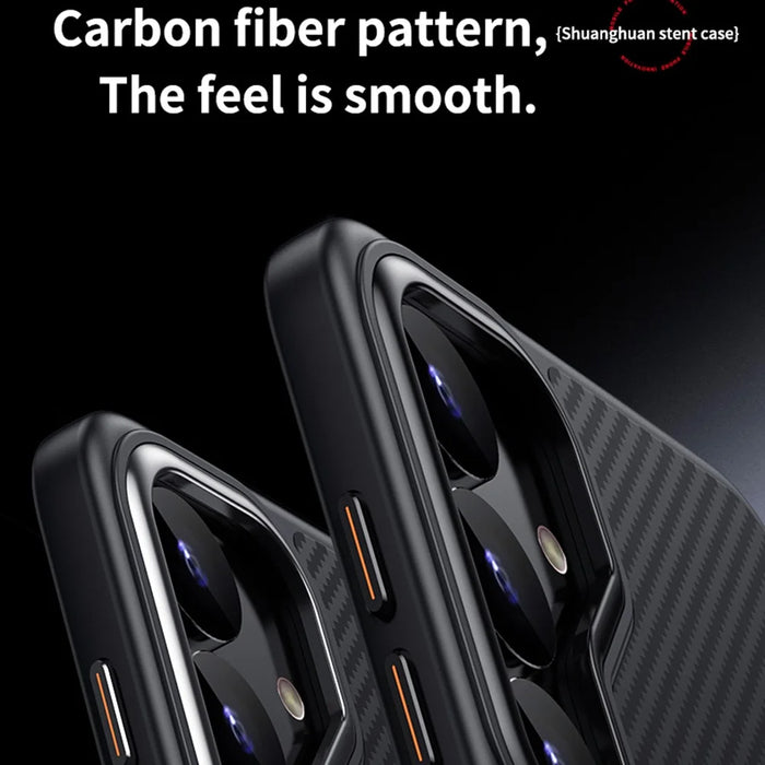 For Samsung Galaxy S24 Magnetic Case PC + TPU Phone Cover Ring Holder Carbon Fiber Texture - Black - 2