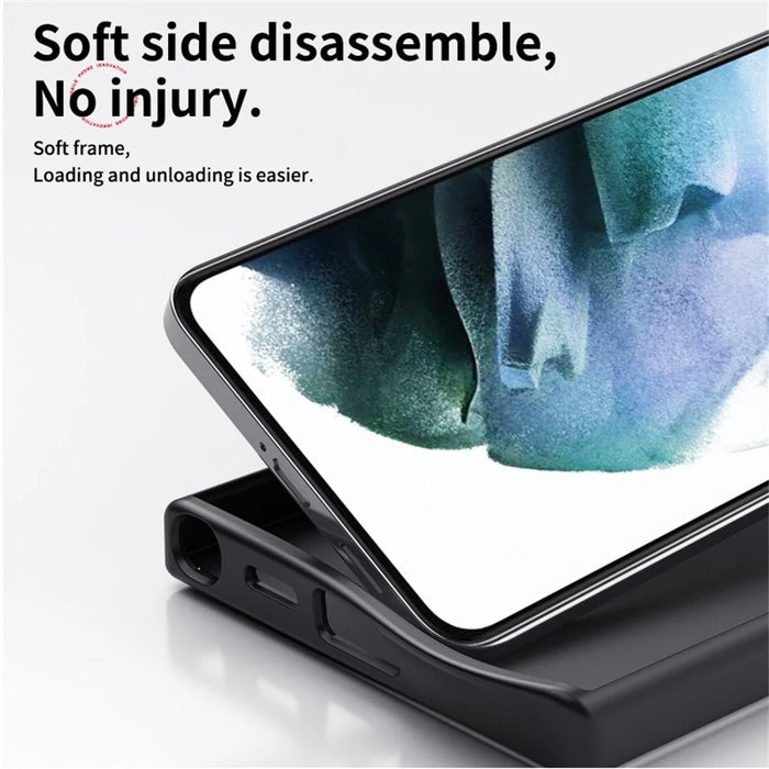 For Samsung Galaxy S24+ Magnetic Case PC + TPU Phone Cover Ring Holder Carbon Fiber Texture - Black - 5