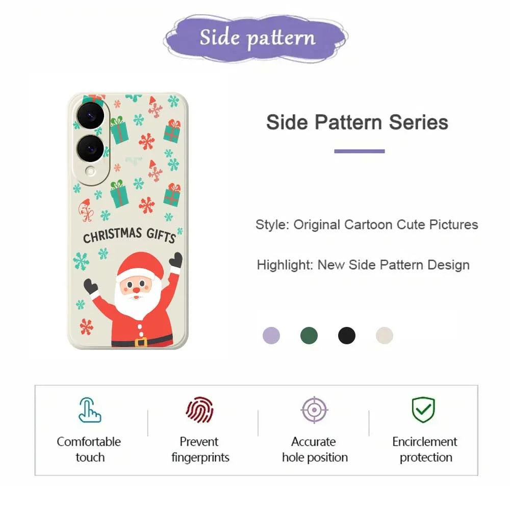 For Samsung Galaxy S25 Edge Case Christmas Gifts Pattern Printing Straight Edge TPU Phone Back Cover - Beige - 2