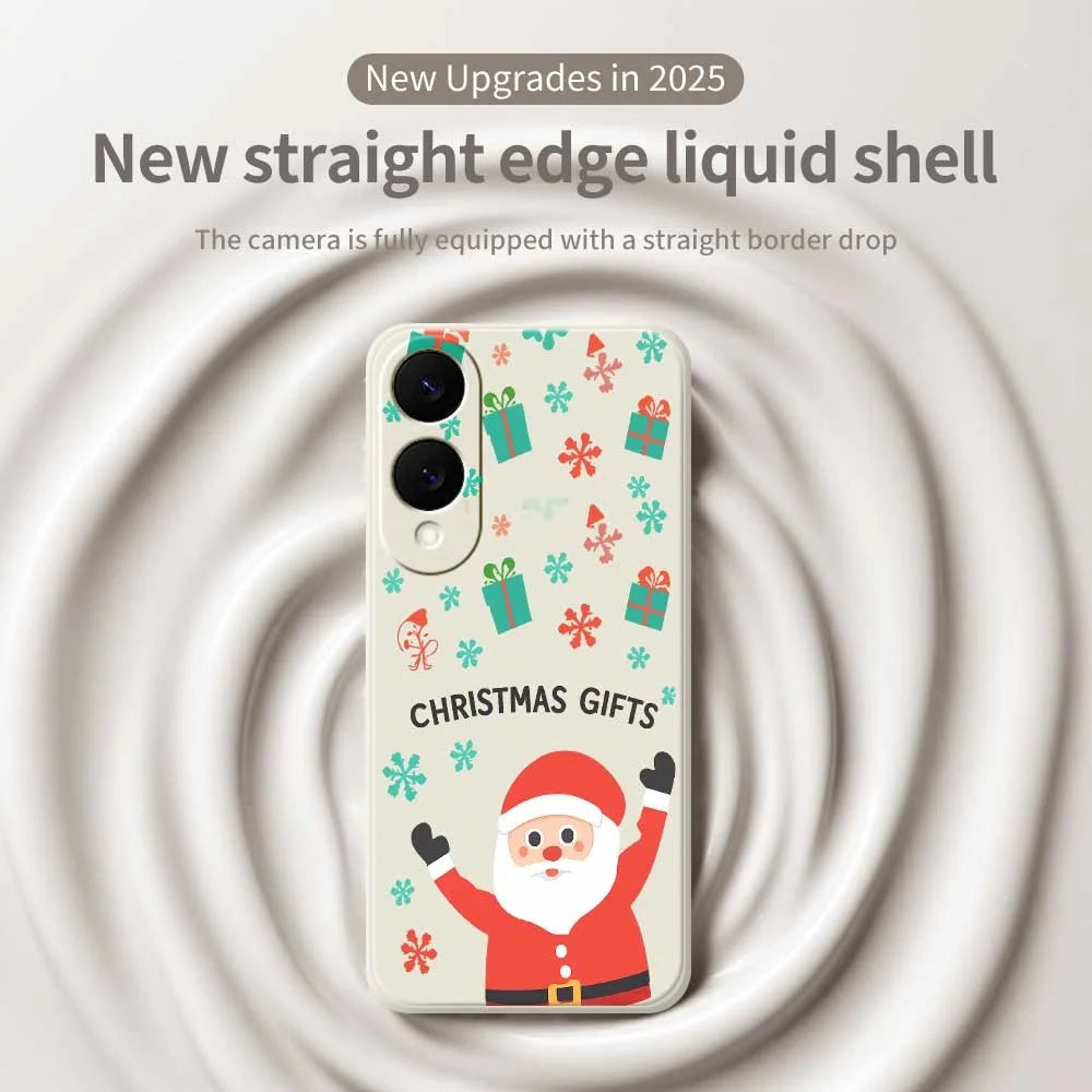 For Samsung Galaxy S25 Edge Case Christmas Gifts Pattern Printing Straight Edge TPU Phone Back Cover - Beige - 3