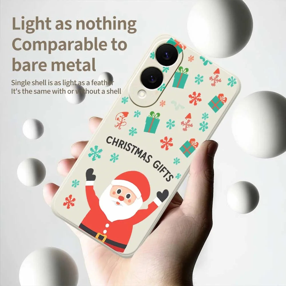 For Samsung Galaxy S25 Edge Case Christmas Gifts Pattern Printing Straight Edge TPU Phone Back Cover - Beige - 4