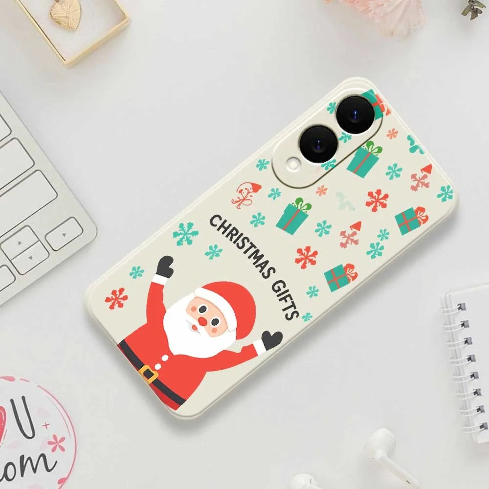 For Samsung Galaxy S25 Edge Case Christmas Gifts Pattern Printing Straight Edge TPU Phone Back Cover - Beige - 7