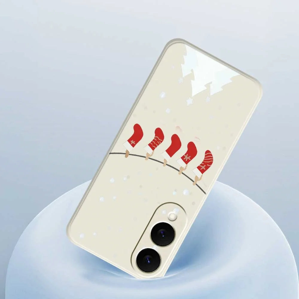 For Samsung Galaxy S25 Edge Case Christmas Stockings Pattern Printing Straight Edge TPU Phone Back Cover - Beige - 5