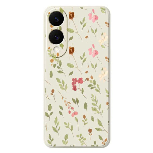 For Samsung Galaxy S25 Edge Case Small Flower Leaves Pattern Printing Straight Edge TPU Phone Back Cover - Beige - 1