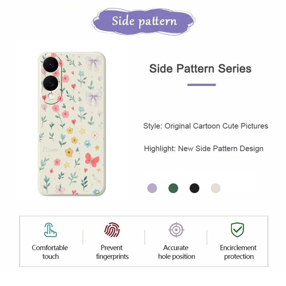 For Samsung Galaxy S25 Edge Case Floral Bow Pattern Printing Straight Edge TPU Phone Back Cover - Beige - 2
