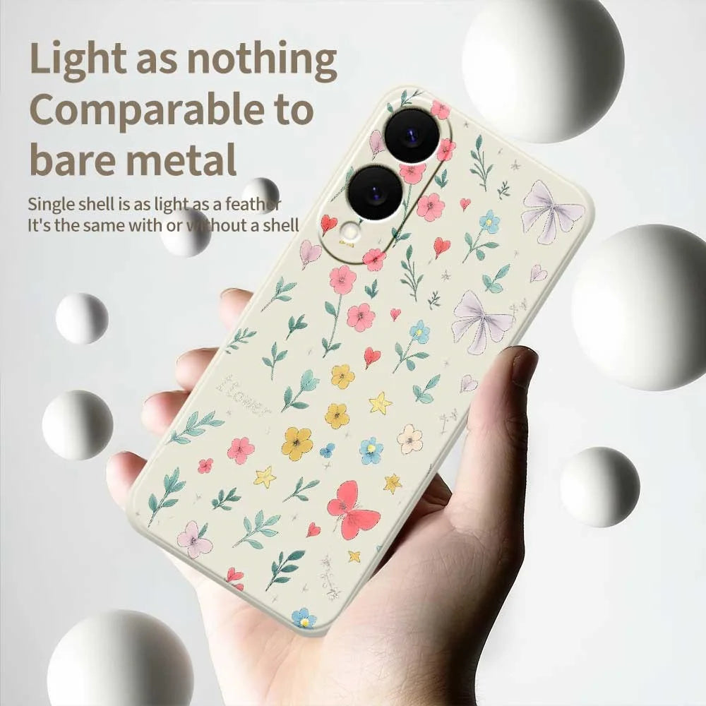 For Samsung Galaxy S25 Edge Case Floral Bow Pattern Printing Straight Edge TPU Phone Back Cover - Beige - 4