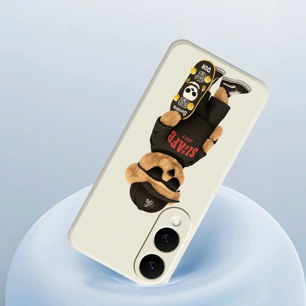 For Samsung Galaxy S25 Edge Case Cool Bear Pattern Printing Straight Edge TPU Phone Back Cover - Beige - 5