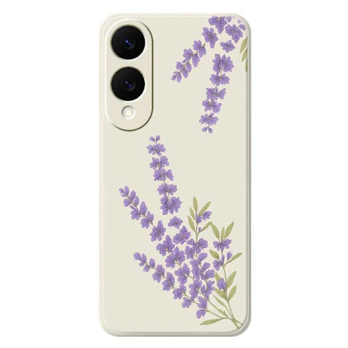 For Samsung Galaxy S25 Edge Case Lavender Pattern Printing Straight Edge TPU Phone Back Cover - Beige - 1