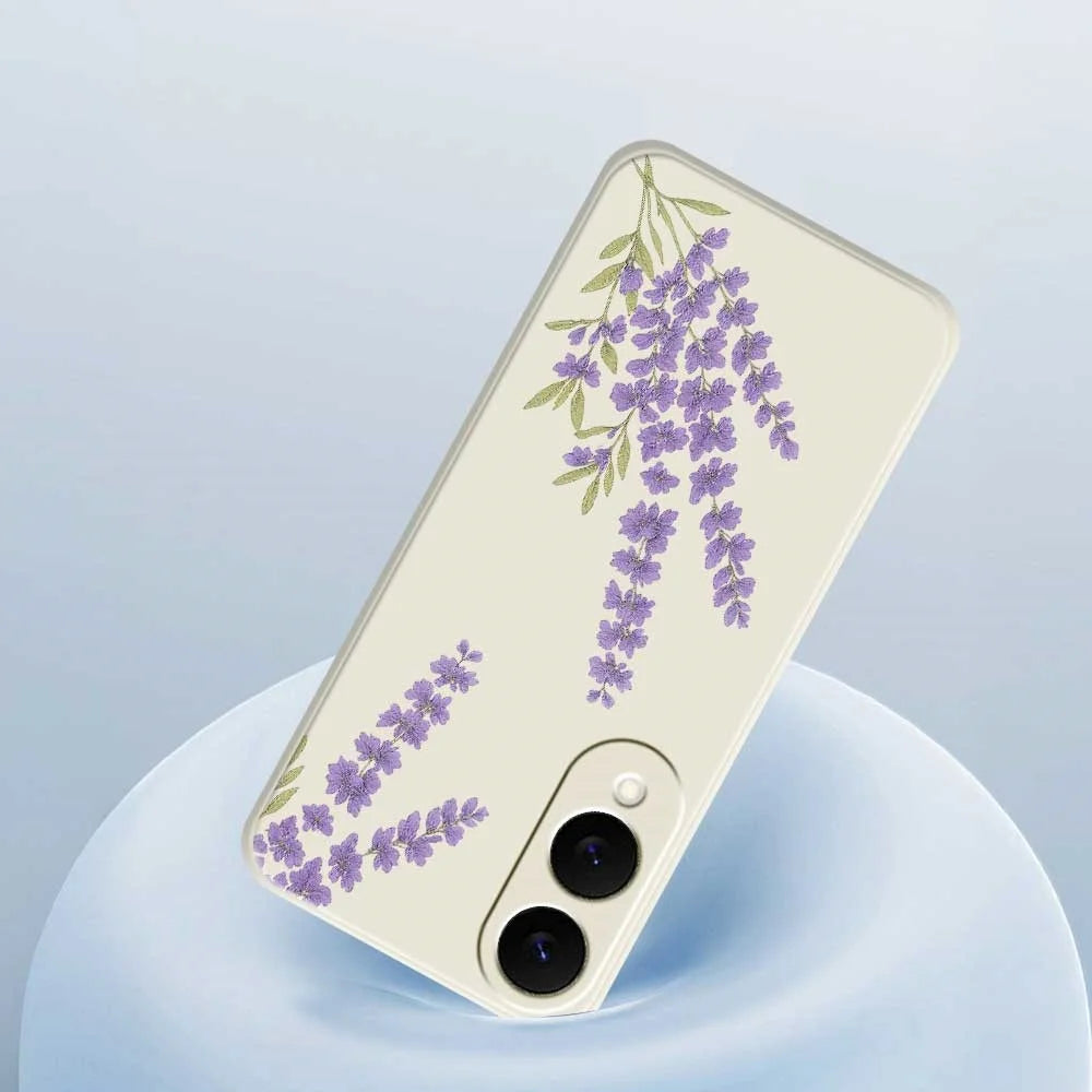 For Samsung Galaxy S25 Edge Case Lavender Pattern Printing Straight Edge TPU Phone Back Cover - Beige - 5