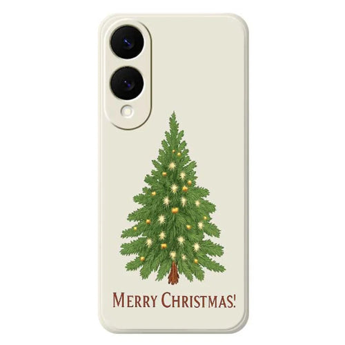 For Samsung Galaxy S25 Edge Case Christmas Tree Pattern Printing Straight Edge TPU Phone Back Cover - Beige - 1