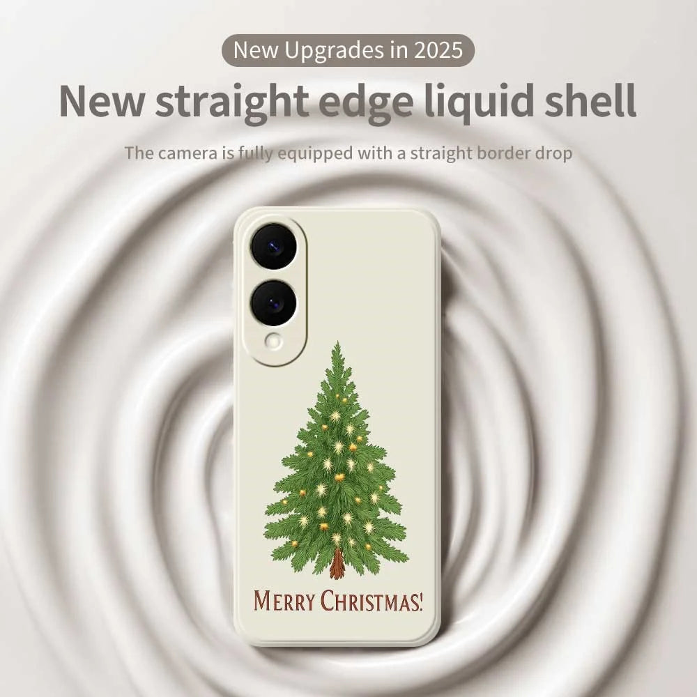For Samsung Galaxy S25 Edge Case Christmas Tree Pattern Printing Straight Edge TPU Phone Back Cover - Beige - 3