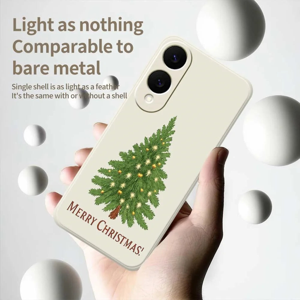 For Samsung Galaxy S25 Edge Case Christmas Tree Pattern Printing Straight Edge TPU Phone Back Cover - Beige - 4