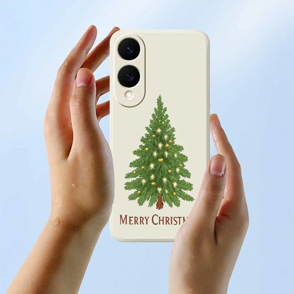 For Samsung Galaxy S25 Edge Case Christmas Tree Pattern Printing Straight Edge TPU Phone Back Cover - Beige - 6