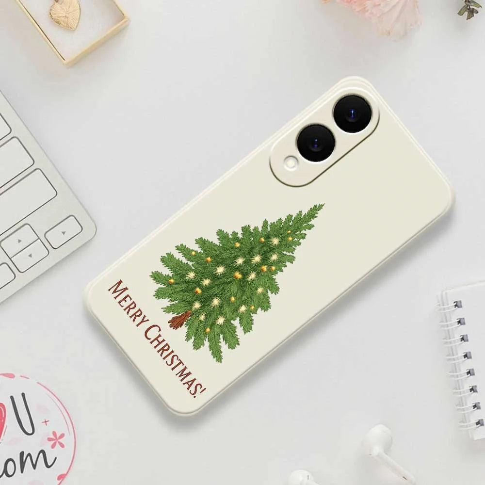 For Samsung Galaxy S25 Edge Case Christmas Tree Pattern Printing Straight Edge TPU Phone Back Cover - Beige - 7