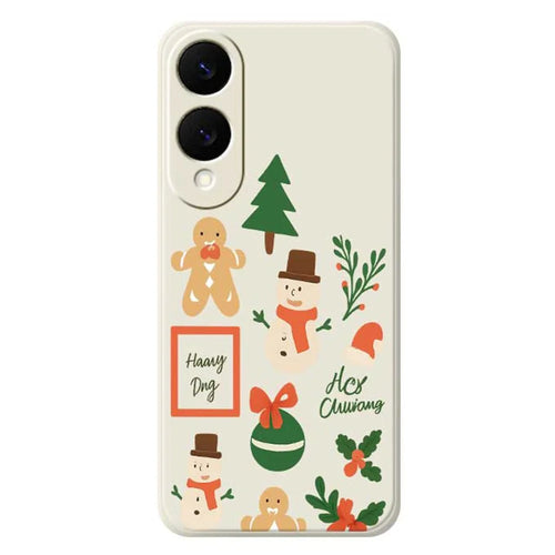 For Samsung Galaxy S25 Edge Case Christmas Snowman Pattern Printing Straight Edge TPU Phone Back Cover - Beige - 1