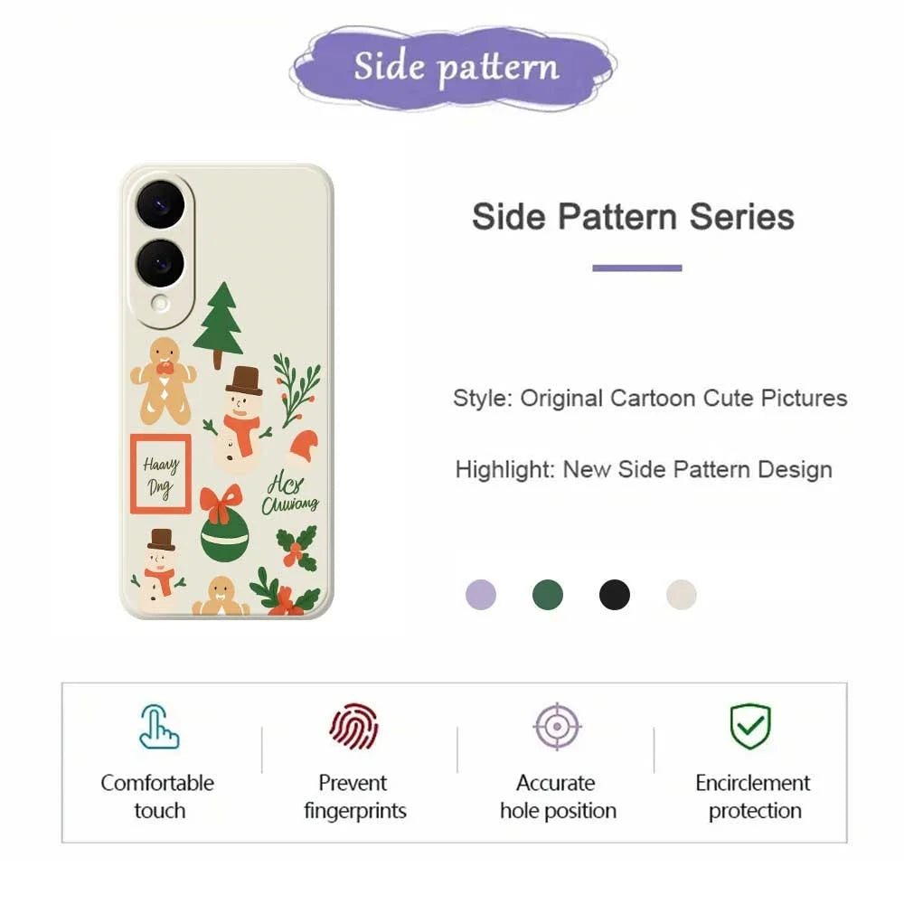 For Samsung Galaxy S25 Edge Case Christmas Snowman Pattern Printing Straight Edge TPU Phone Back Cover - Beige - 2
