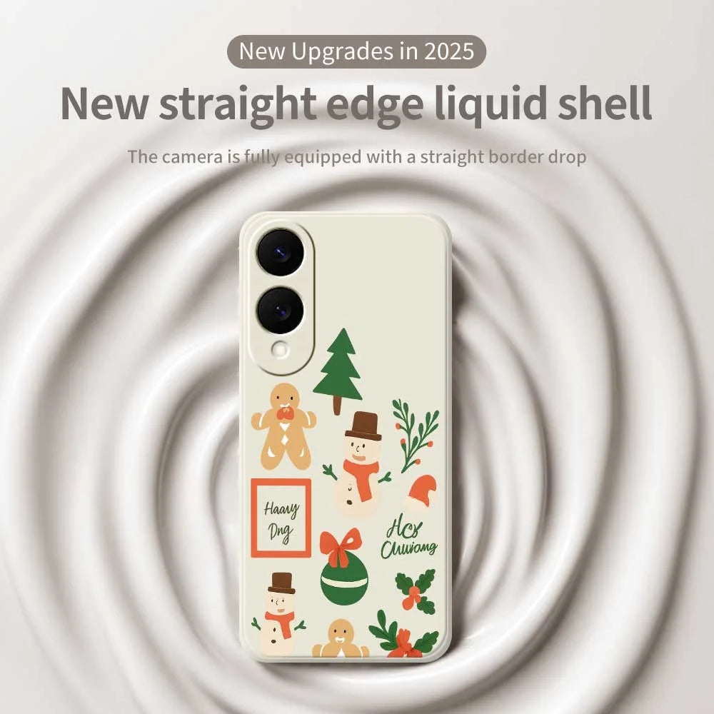 For Samsung Galaxy S25 Edge Case Christmas Snowman Pattern Printing Straight Edge TPU Phone Back Cover - Beige - 3