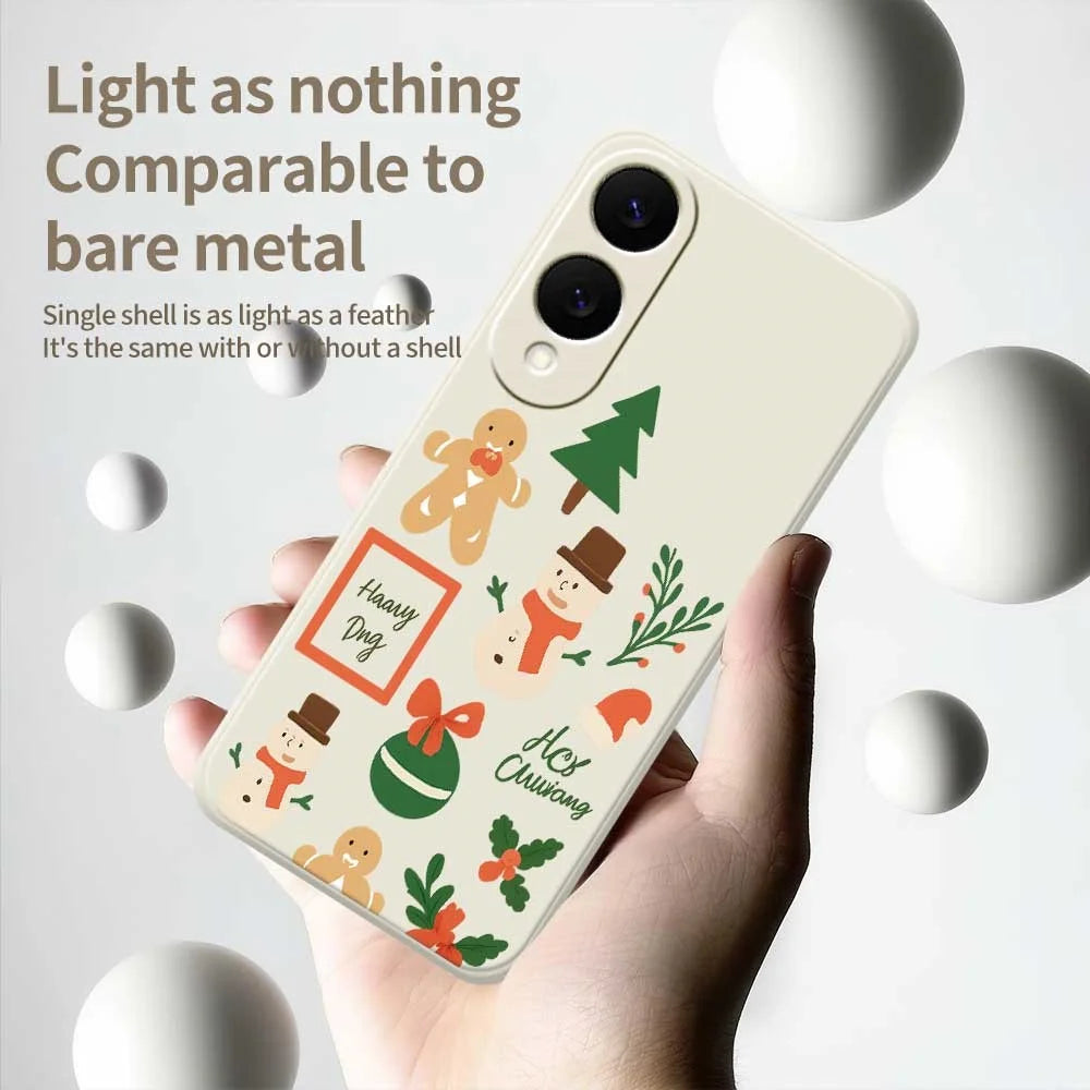 For Samsung Galaxy S25 Edge Case Christmas Snowman Pattern Printing Straight Edge TPU Phone Back Cover - Beige - 4