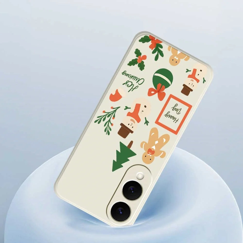 For Samsung Galaxy S25 Edge Case Christmas Snowman Pattern Printing Straight Edge TPU Phone Back Cover - Beige - 5