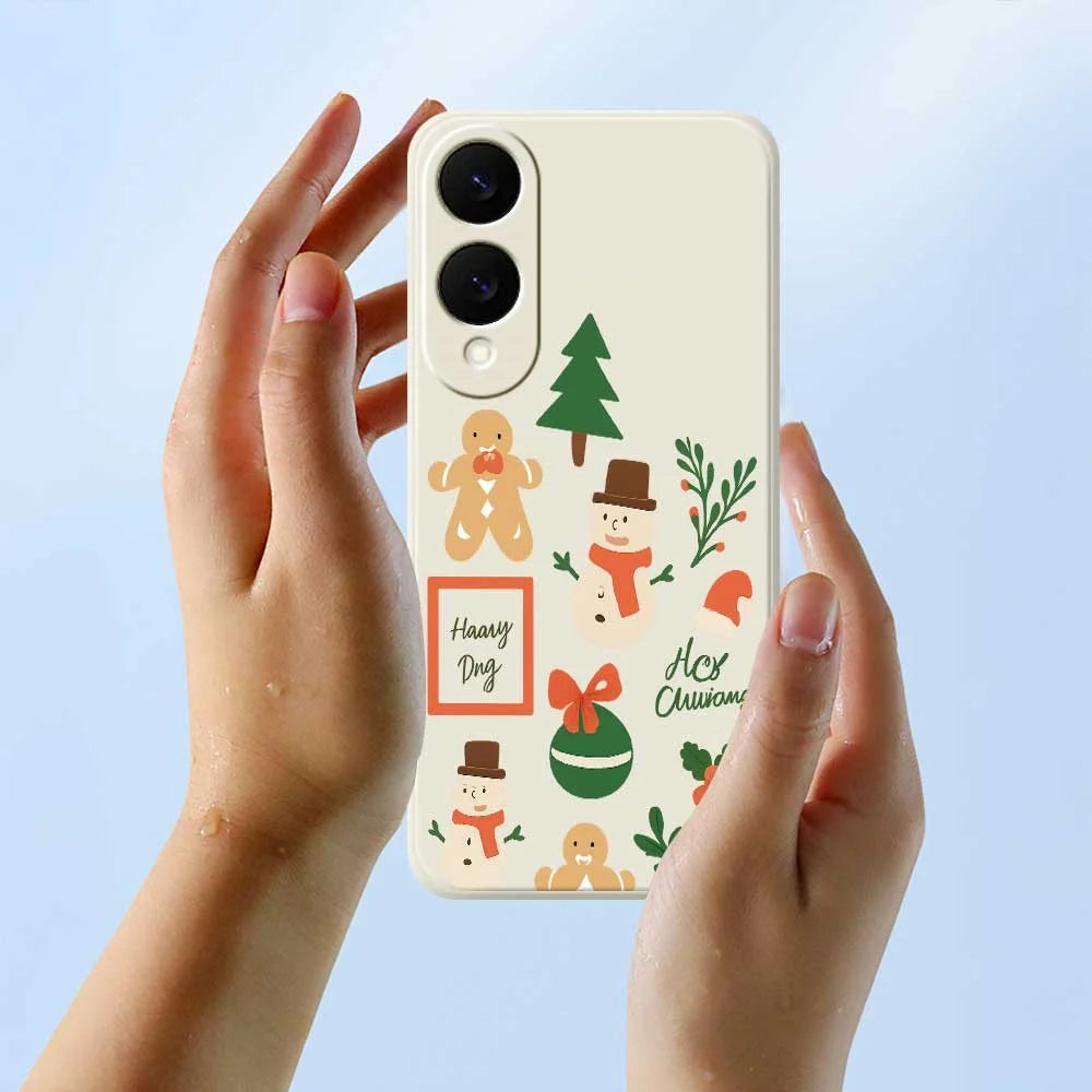 For Samsung Galaxy S25 Edge Case Christmas Snowman Pattern Printing Straight Edge TPU Phone Back Cover - Beige - 6