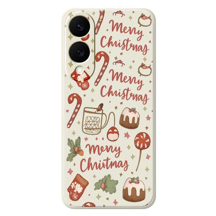 For Samsung Galaxy S25 Edge Case Merry Christmas Pattern Printing Straight Edge TPU Phone Back Cover - Beige - 1