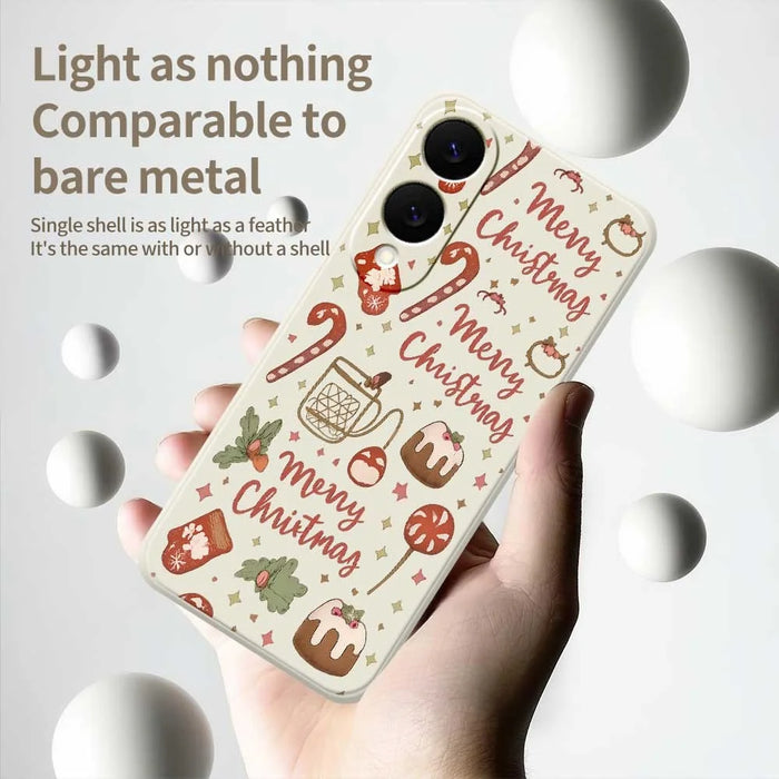 For Samsung Galaxy S25 Edge Case Merry Christmas Pattern Printing Straight Edge TPU Phone Back Cover - Beige - 4