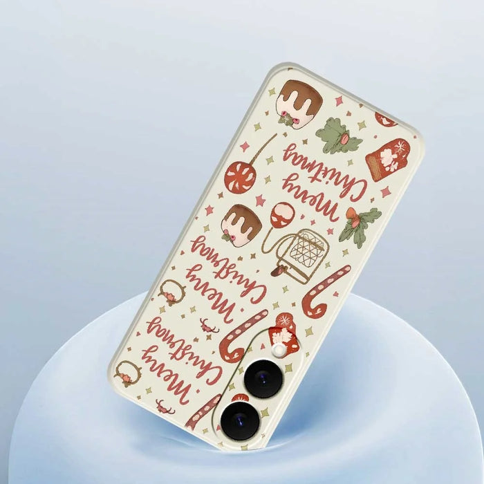For Samsung Galaxy S25 Edge Case Merry Christmas Pattern Printing Straight Edge TPU Phone Back Cover - Beige - 5