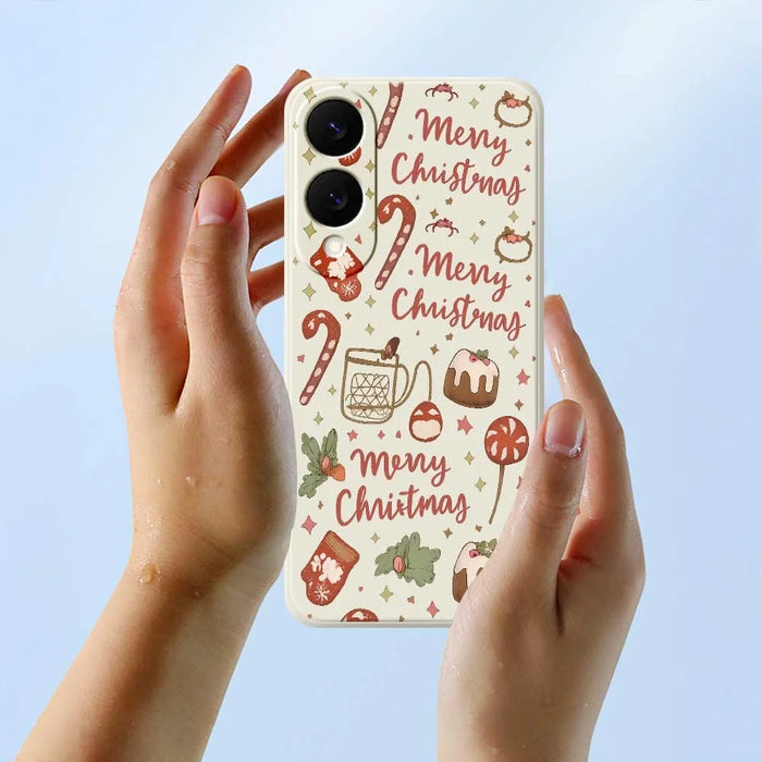 For Samsung Galaxy S25 Edge Case Merry Christmas Pattern Printing Straight Edge TPU Phone Back Cover - Beige - 6