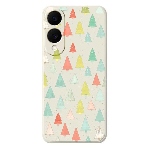 For Samsung Galaxy S25 Edge Case Colorful Trees Pattern Printing Straight Edge TPU Phone Back Cover - Beige - 1