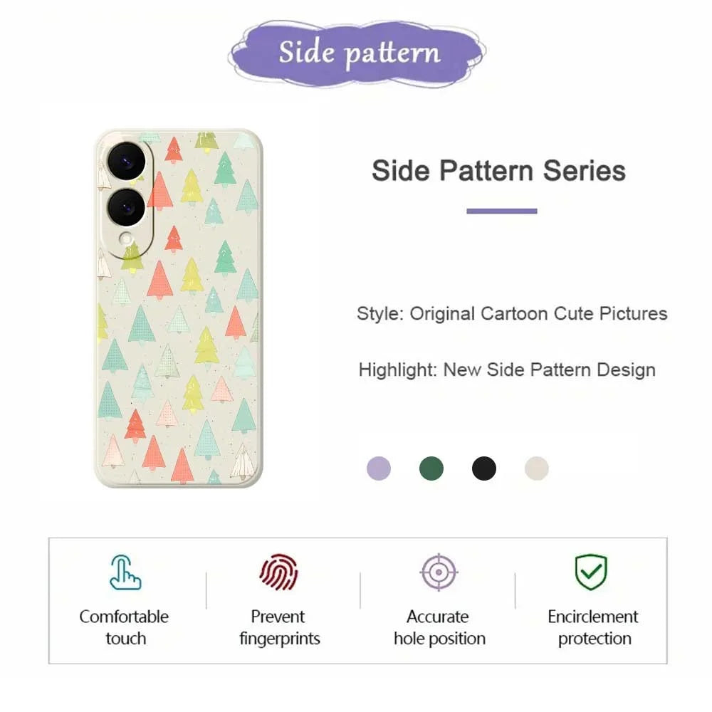 For Samsung Galaxy S25 Edge Case Colorful Trees Pattern Printing Straight Edge TPU Phone Back Cover - Beige - 2