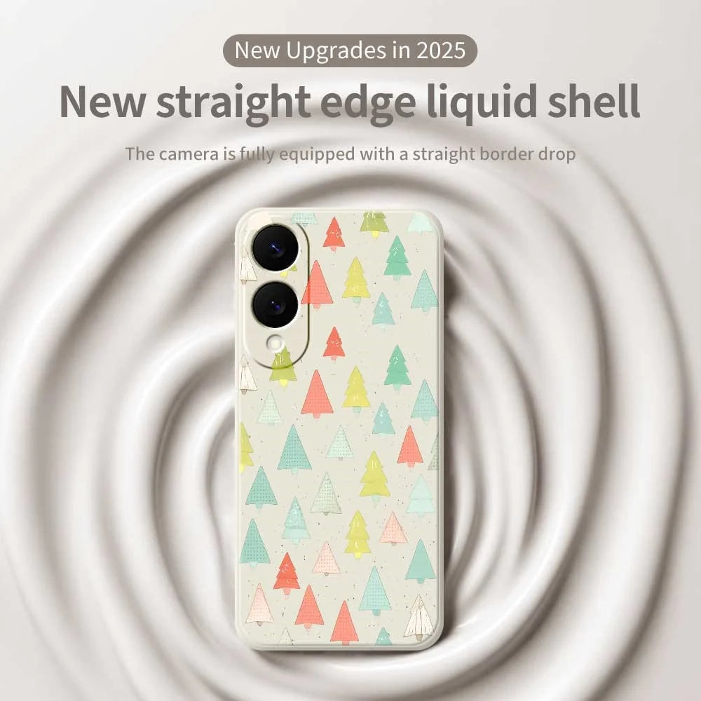 For Samsung Galaxy S25 Edge Case Colorful Trees Pattern Printing Straight Edge TPU Phone Back Cover - Beige - 3