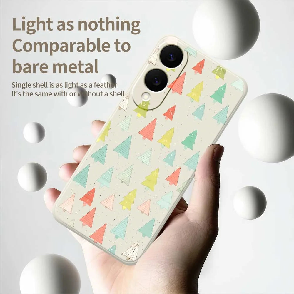 For Samsung Galaxy S25 Edge Case Colorful Trees Pattern Printing Straight Edge TPU Phone Back Cover - Beige - 4