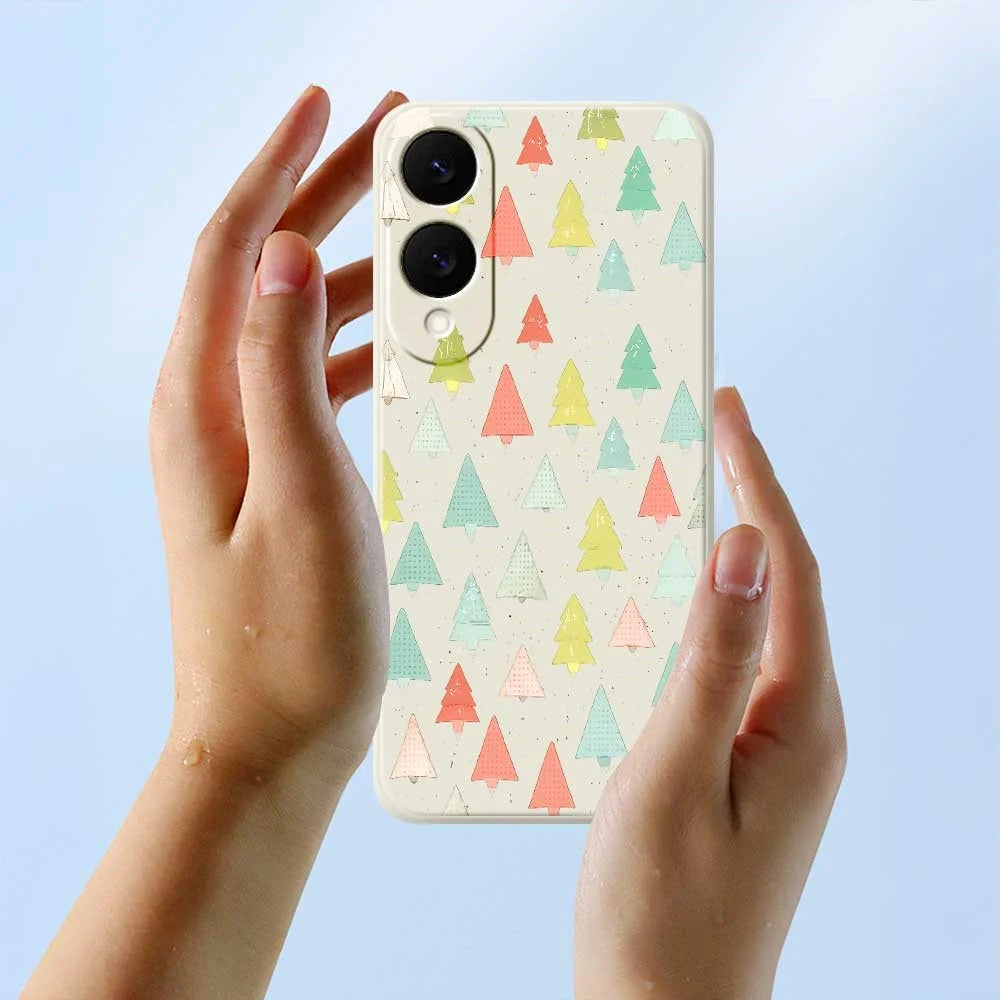 For Samsung Galaxy S25 Edge Case Colorful Trees Pattern Printing Straight Edge TPU Phone Back Cover - Beige - 6