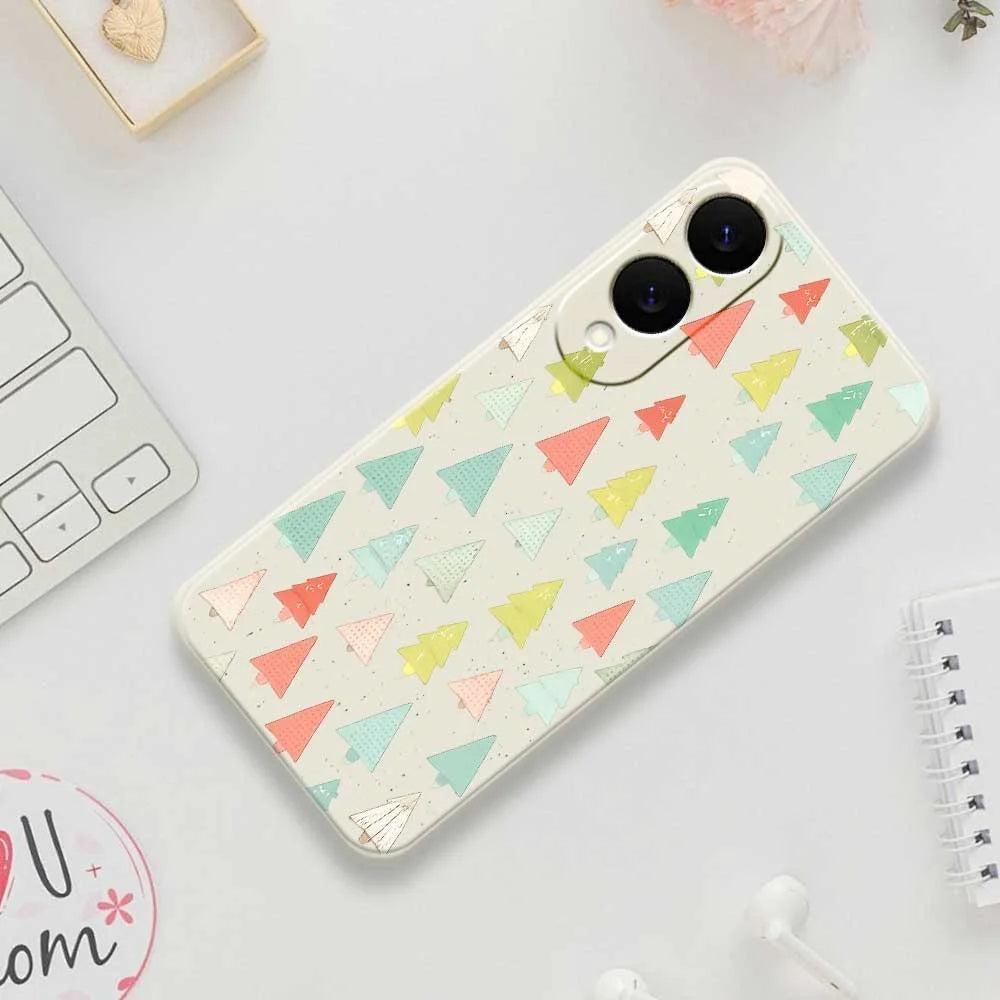 For Samsung Galaxy S25 Edge Case Colorful Trees Pattern Printing Straight Edge TPU Phone Back Cover - Beige - 7