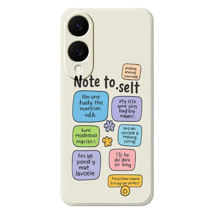 For Samsung Galaxy S25 Edge Case Colored Sticky Notes Pattern Printing Straight Edge TPU Phone Back Cover - Beige - 1