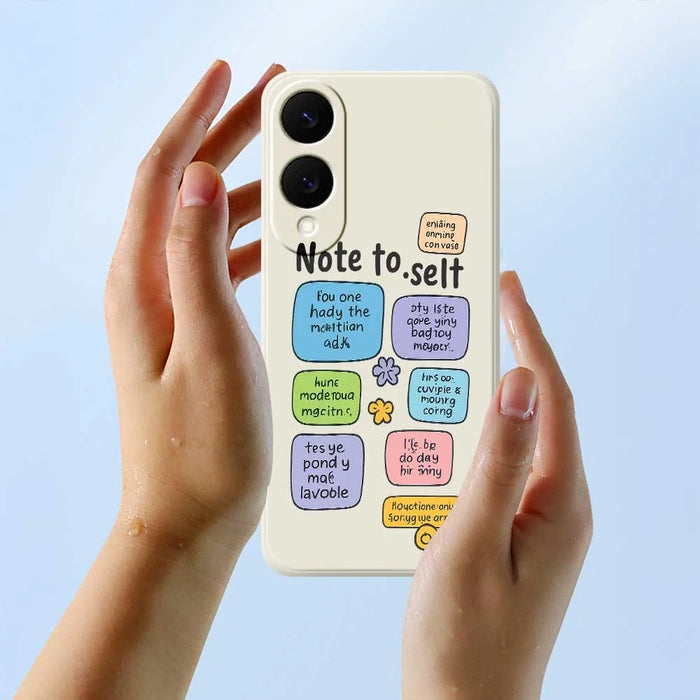 For Samsung Galaxy S25 Edge Case Colored Sticky Notes Pattern Printing Straight Edge TPU Phone Back Cover - Beige - 6