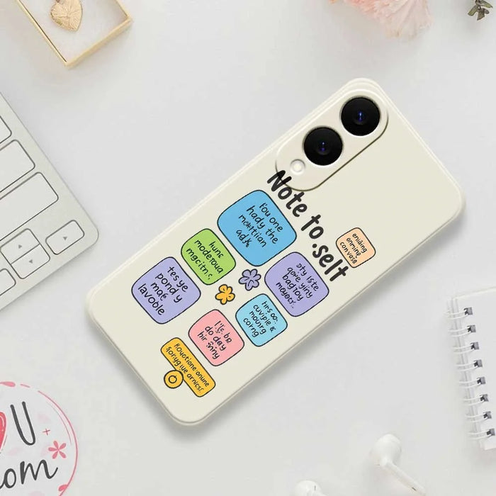 For Samsung Galaxy S25 Edge Case Colored Sticky Notes Pattern Printing Straight Edge TPU Phone Back Cover - Beige - 7