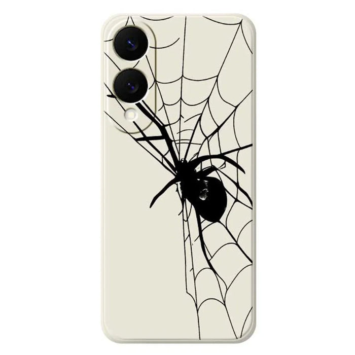 For Samsung Galaxy S25 Edge Case Spider Pattern Printing Straight Edge TPU Phone Back Cover - Beige - 1