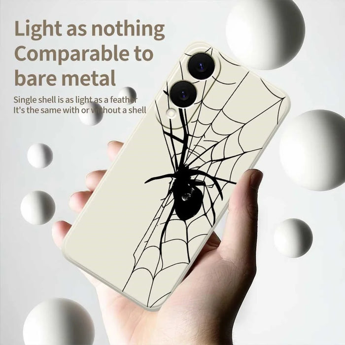 For Samsung Galaxy S25 Edge Case Spider Pattern Printing Straight Edge TPU Phone Back Cover - Beige - 4