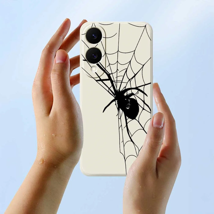 For Samsung Galaxy S25 Edge Case Spider Pattern Printing Straight Edge TPU Phone Back Cover - Beige - 6