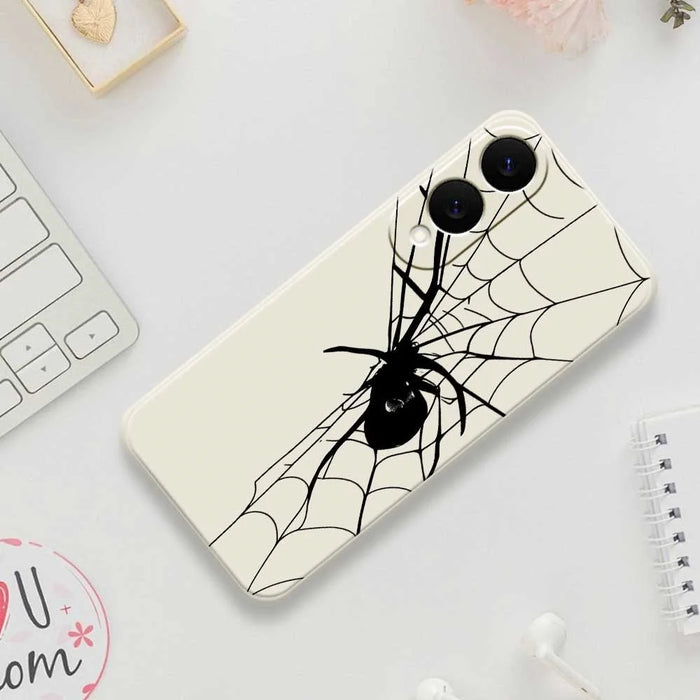 For Samsung Galaxy S25 Edge Case Spider Pattern Printing Straight Edge TPU Phone Back Cover - Beige - 7