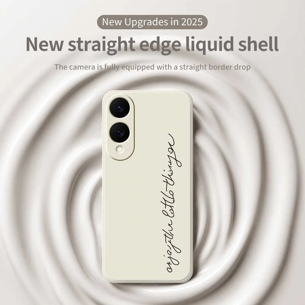 For Samsung Galaxy S25 Edge Case Word Art Pattern Printing Straight Edge TPU Phone Back Cover - Beige - 3