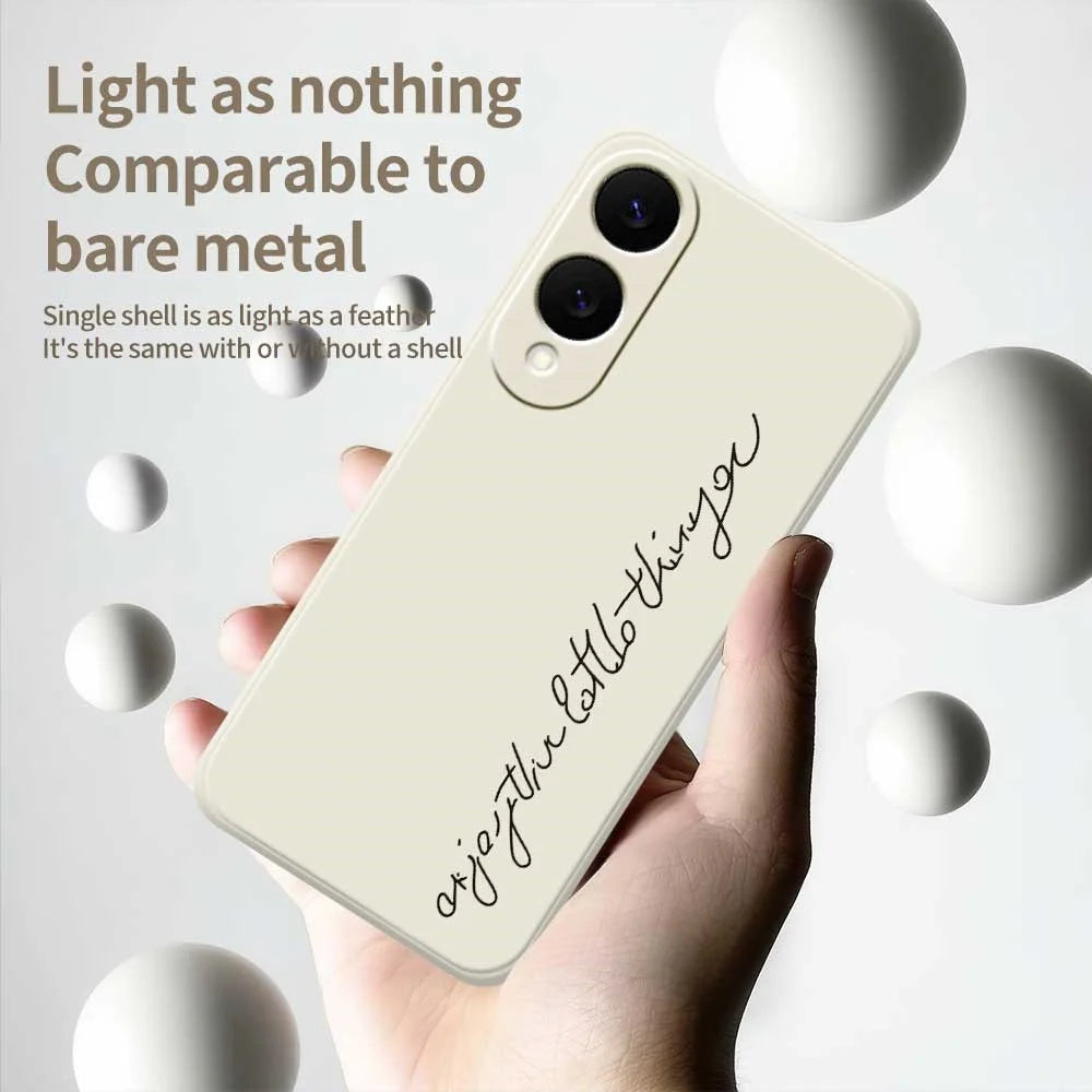 For Samsung Galaxy S25 Edge Case Word Art Pattern Printing Straight Edge TPU Phone Back Cover - Beige - 4