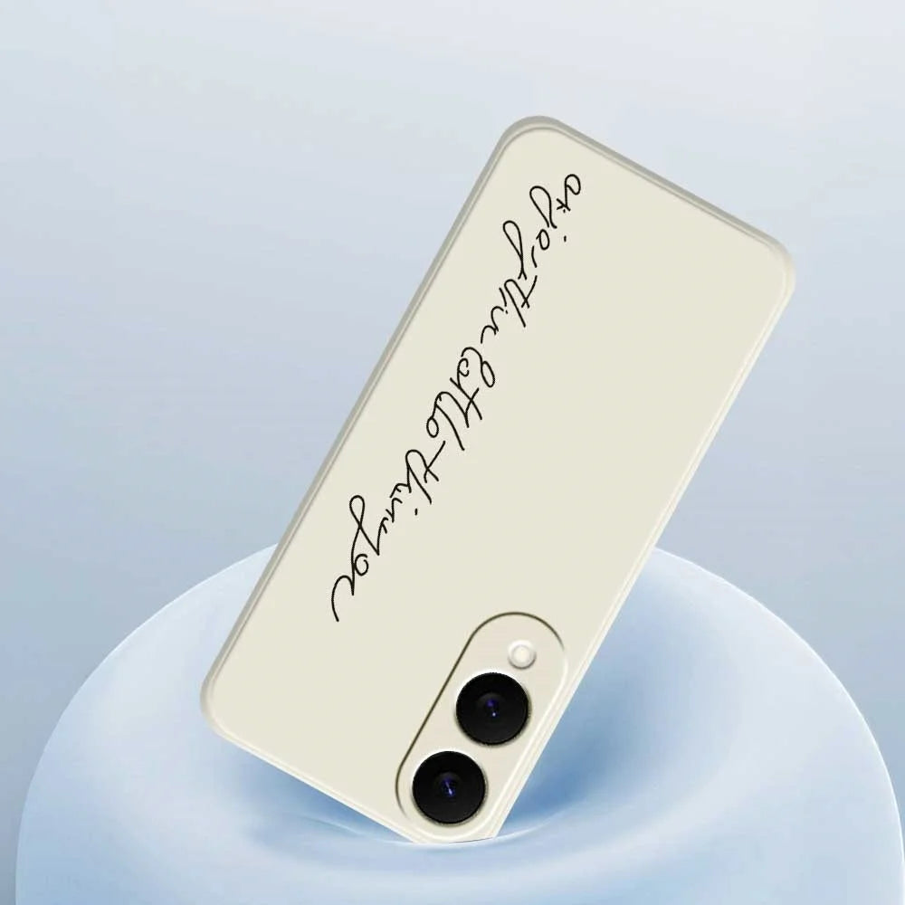 For Samsung Galaxy S25 Edge Case Word Art Pattern Printing Straight Edge TPU Phone Back Cover - Beige - 5