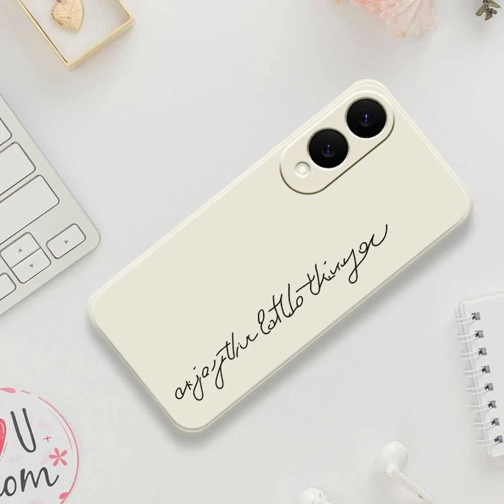 For Samsung Galaxy S25 Edge Case Word Art Pattern Printing Straight Edge TPU Phone Back Cover - Beige - 7