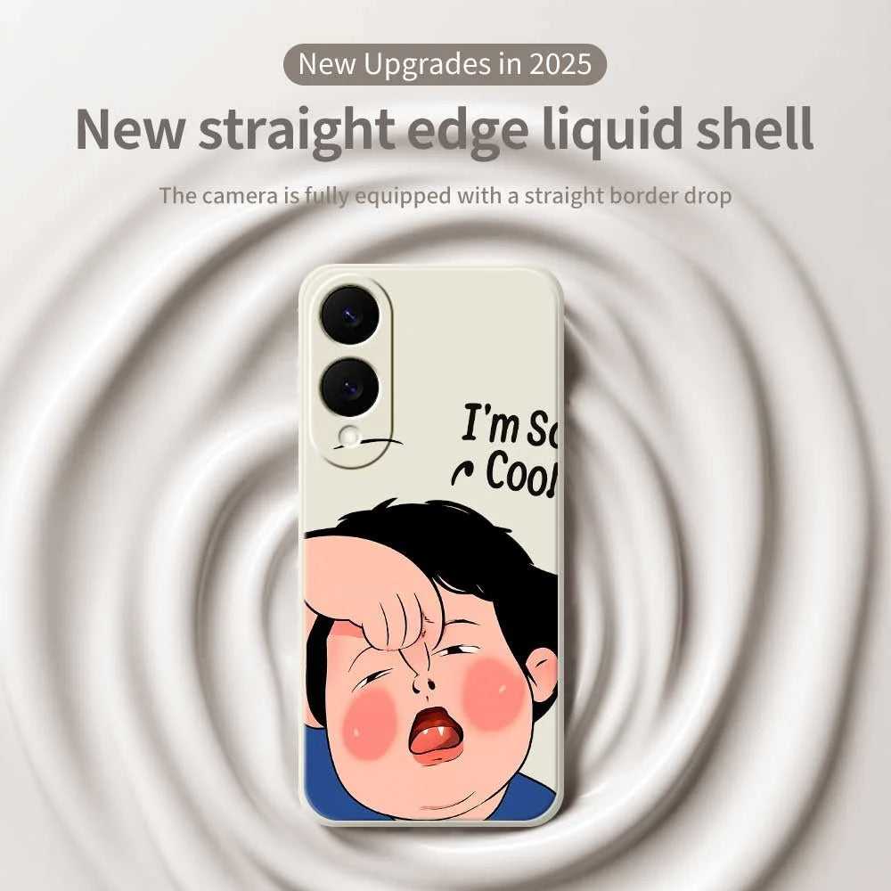 For Samsung Galaxy S25 Edge Case Make Faces Kid Pattern Printing Straight Edge TPU Phone Back Cover - Beige - 3