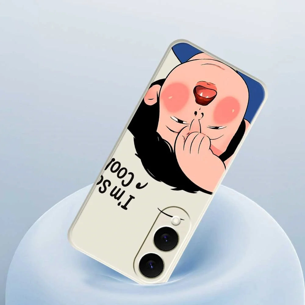 For Samsung Galaxy S25 Edge Case Make Faces Kid Pattern Printing Straight Edge TPU Phone Back Cover - Beige - 5